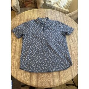 Hawker Rye Blue Short Sleeve Button-Up Shirt XXL Slim Fit With Anchors All over